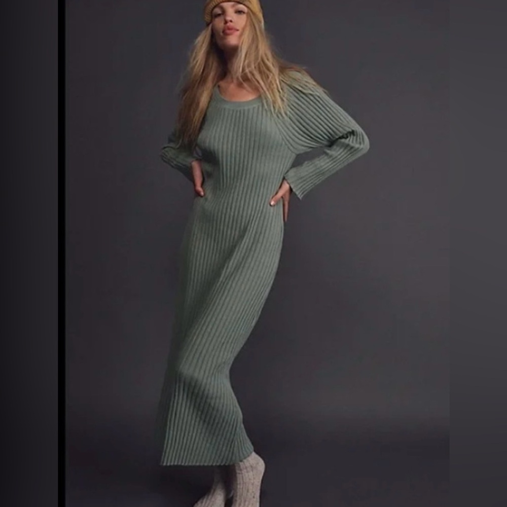 Free People Beach Walk about Green ribbed dress